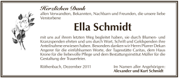 Traueranzeige von Ella Schmidt von Pegnitz-Zeitung